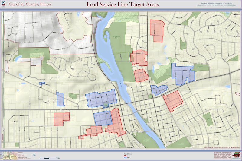 St. Charles is beginning a ten-year lead pipe replacement program throughout town. Each year the city will work on new areas of town, starting with areas deemed high priority.