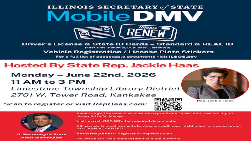 Secretary of State brings Mobile DMV driver services to Kankakee on June 22