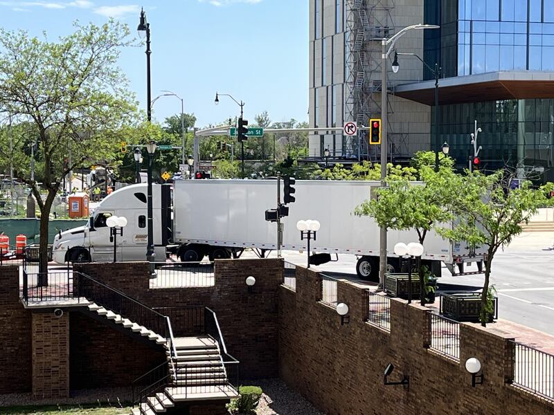 A semi malfunctioned in downtown Joliet Friday, adding to the challenges of navigating the area.