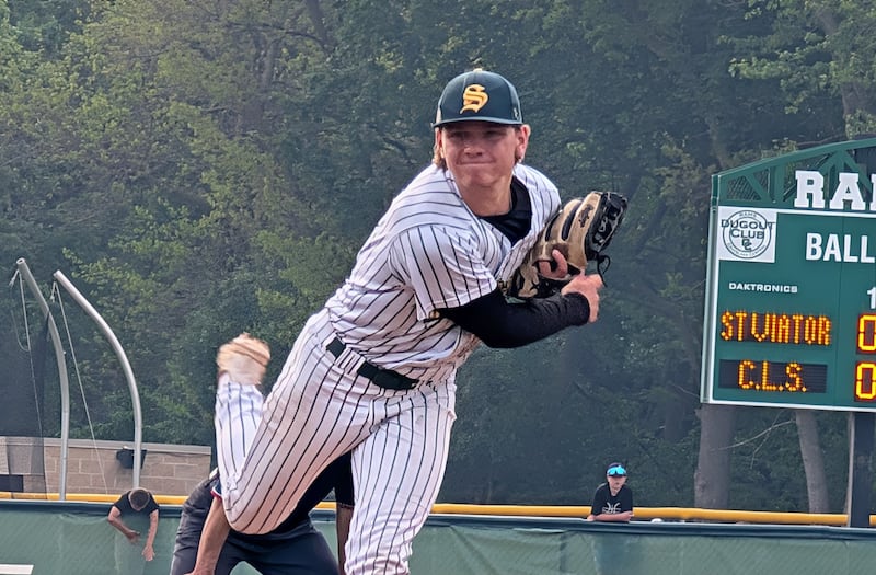 Crystal Lake South's Mark Pachla delivers a pitch against St. Viator during the teams' Class 3A Grayslake Central Sectional semifinal Thursday, June 5, 2025, in Grayslake.