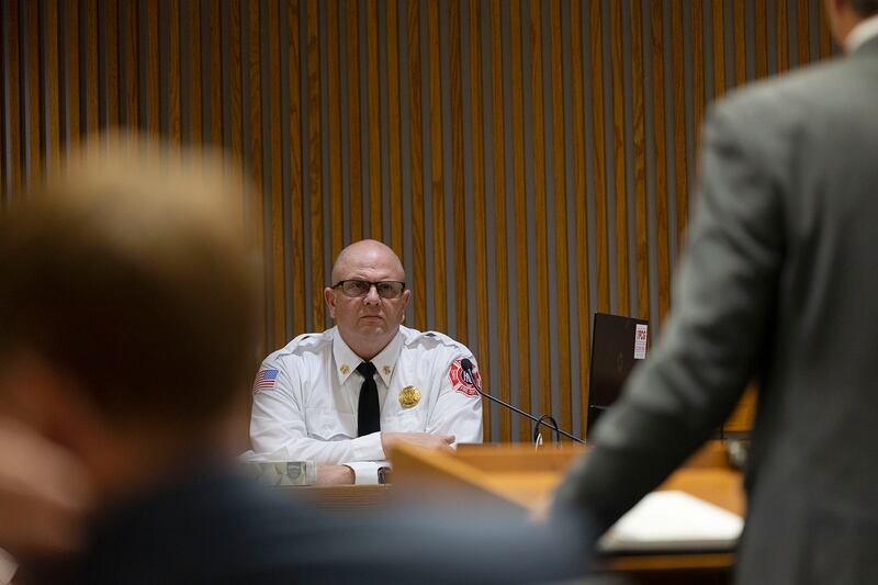 Rock Falls Fire Chief Ken Wolf takes the stand Monday, Nov. 10, 2025, on day 6 of the Ramos wrongful death trial.