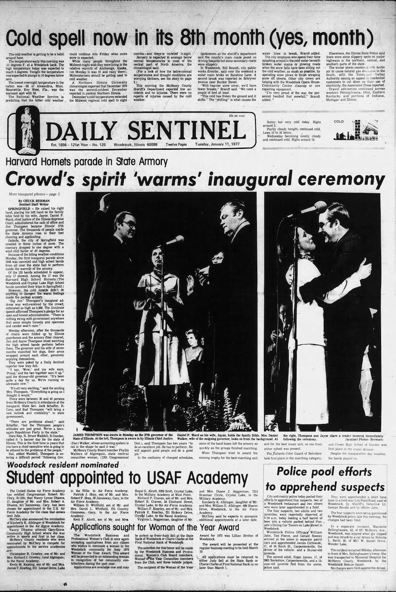The Woodstock Daily Sentinel cover for Jan. 11, 1977