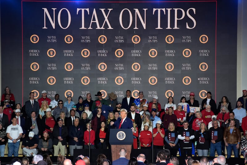 FILE - President Donald Trump speaks about the economy during an event at the Circa Resort and Casino in Las Vegas, Jan. 25, 2025. (AP Photo/John Locher, File)