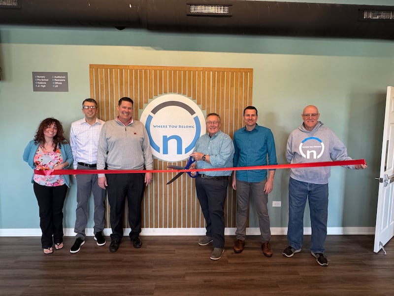 New Community Christian Church Pastor Kevin Yandell, Morris Mayor Chris Brown, church leaders and Grundy Chamber President & CEO Christina Van Yperen cut the ribbon during the Chamber’s ribbon cutting ceremony for the new church at 1380 Heritage Drive in Morris April 14.