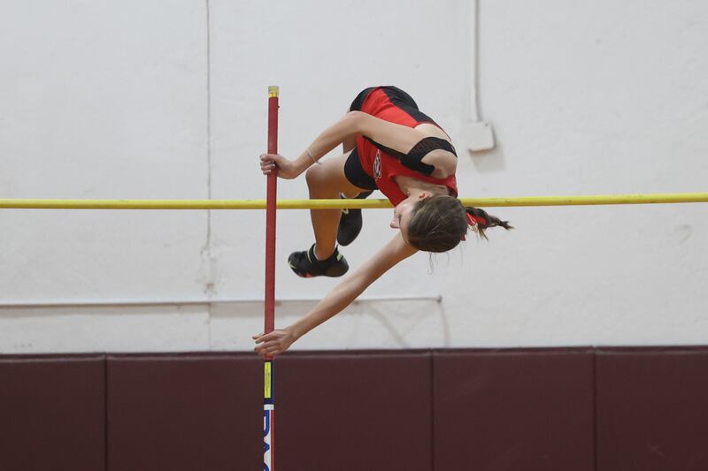 Lincoln-Way Central’s Cameryn Friedl clears 10’ in the Girls Pole Vault at the Class 3A Lockport Setionals on Thursday, May 9, 2024 in Lockport.