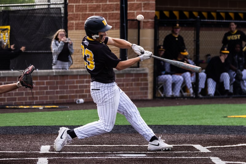 Joliet West's Daniel Lukancic bats during a varsity baseball game against Joliet Central at Joliet West on May, 21, 2026.