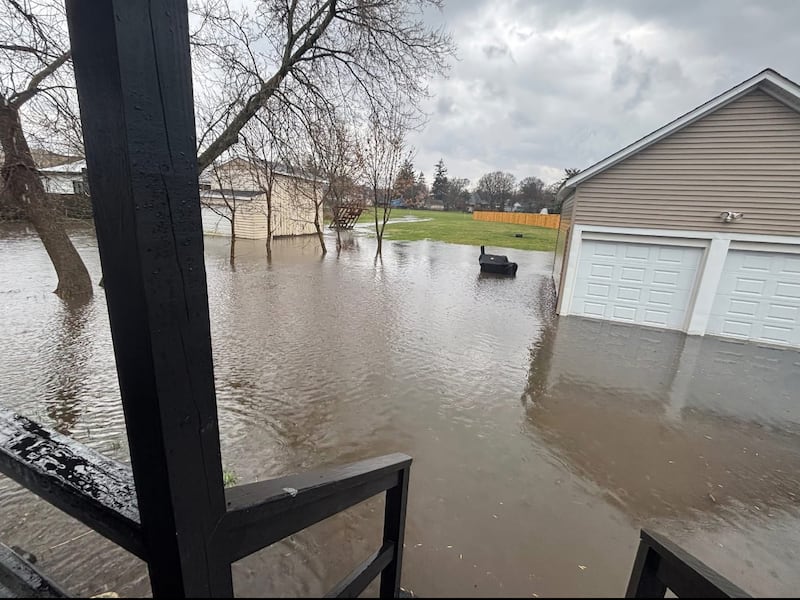 Flooding near a residence in Woodstock pictured April 2, 2026.
