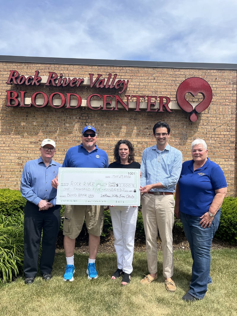 The Rock River Valley Blood Center recently accepted a $1,500 donation from the Stillman Valley Lions Club in support of the organization's Mini Mobile project.