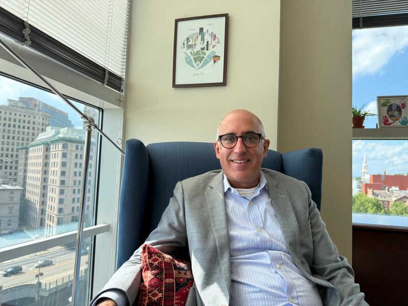 Dr. Ateev Mehrotra, a professor at Brown University's school of public health, and co-author of a study on how popular artificial intelligence chatbots respond to questions about suicide is photographed in his office on Monday, August. 25, 2025 in Providence, R.I. (AP Photo/Matt O'Brien)