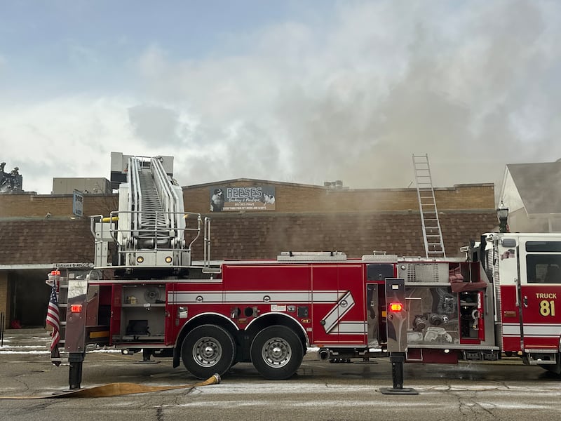 A fire truck pictured in front of the Riverside Bake Shop in downtown McHenry Jan. 18, 2026.