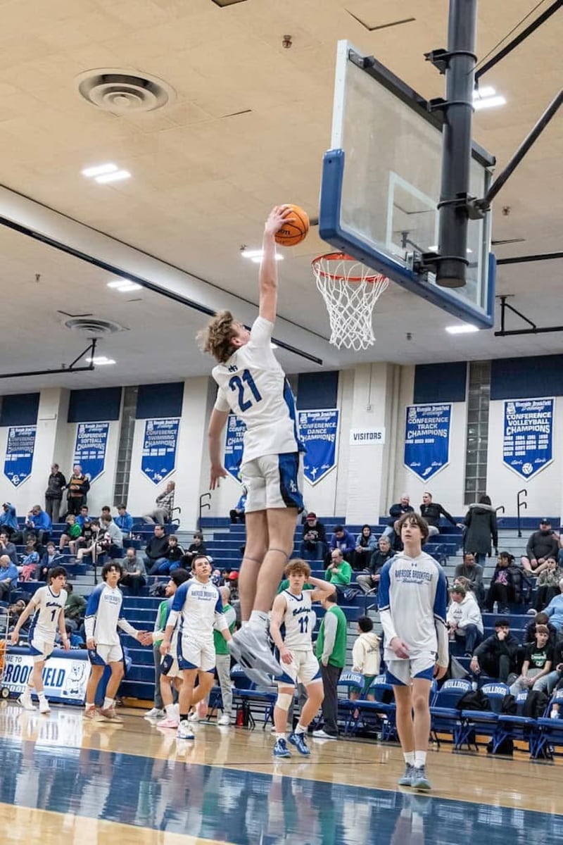 Riverside-Brookfield senior forward Colin Cimino (21) is on track for a breakout final season after carving his teeth on the varsity with several starts in the second half of his junior year.