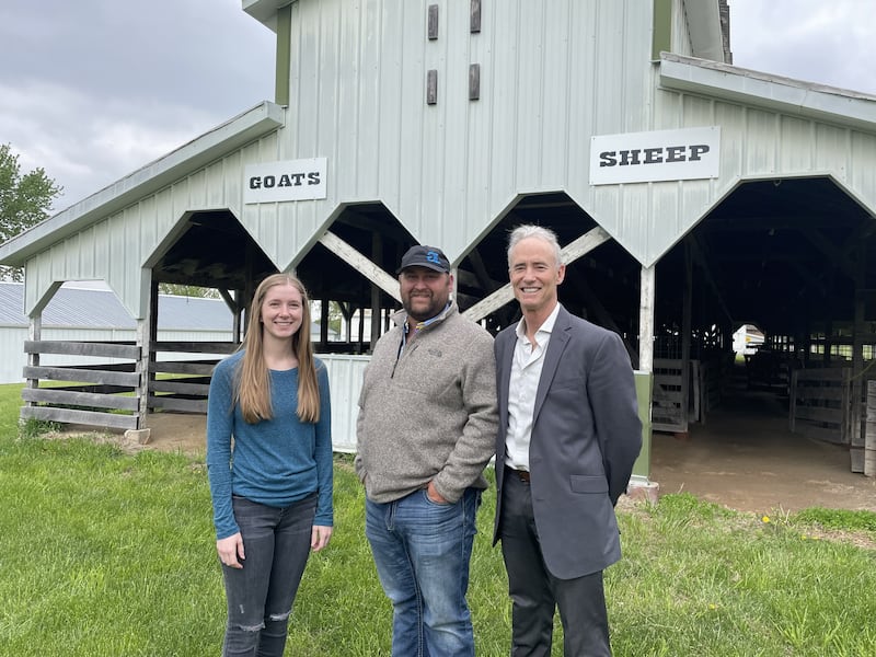 Rumblin on the River Showdown committee members Holly Marsh of Earlville and Carter Gualandri of Grand Ridge with Starved Rock Country Community Foundation President Fran Brolley. On May 5, the group toured the La Salle County Fairgrounds, home of the Showdown on June 28-29.