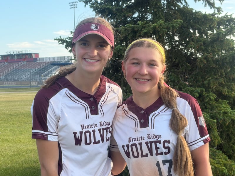 Kylie Carroll, left, and Emma Dallas, Prairie Ridge