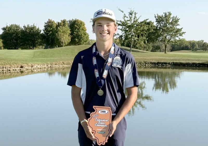 Bureau Valley's Wyatt Novotny shot a round of a 2-over 73 in Saturday’s final round at Prairie Vista Golf Course, finishing with a two-day total of 144 to claim the 2025 IHSA Class 1A State golf championship. He is the first state champion from Bureau County.