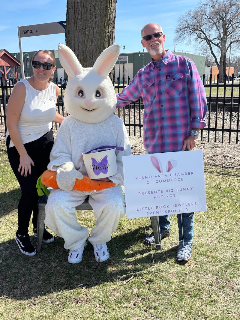 Around 500 people, including families and kids, went from business to business in downtown Plano collecting plastic eggs during Biz Bunny Hop on March 21, 2026.