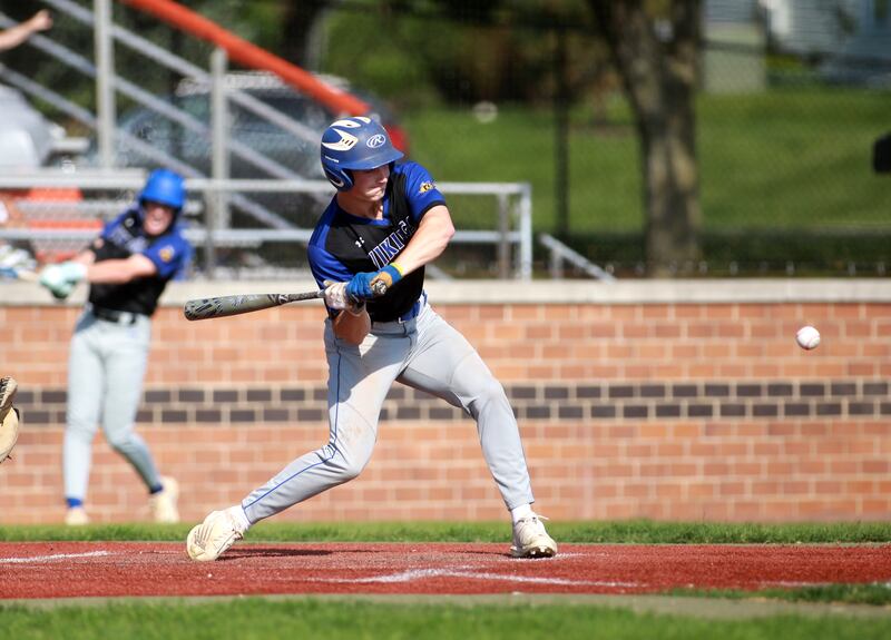Geneva's Noah Hallahan bats during a game against St. Charles East on Tuesday, May 13, 2025, in St. Charles.
