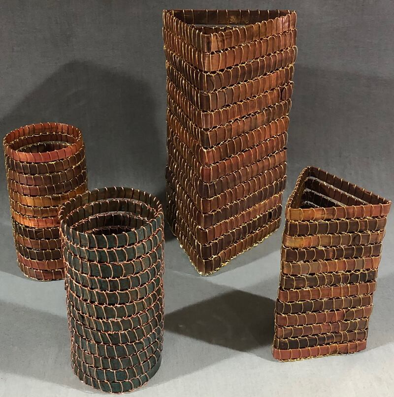 3D wire needle lacing art pieces created by artist Suzanne Shafer-Wilson