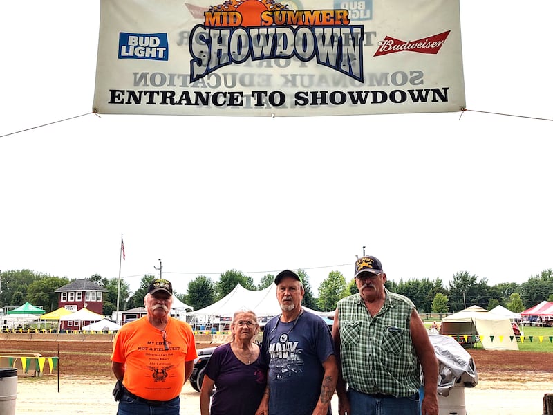 Open Roads ABATE members attended the Midsummer Showdown in Sandwich on Saturday, July 26, 2025. Pictured are members Cliff Oleson, Sallyand Bill Kolb, and Bruce Littlebrant.