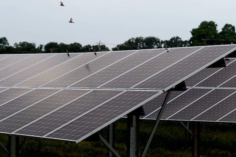 The solar farm at Huntley High School on Friday, June 30, 2023. Multiple solar farms across McHenry County are being presented to the McHenry County Board creating concerns of watershed, farmland and pollinator issues.