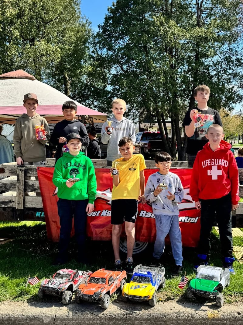 Winners and participants of the novice knockout race are (from top left) Mason Hugh and Mason Martinez, Corbin Schnitz and Michael Pollock; (bottom row) Clayton Schnitz, Liam and Isaac Martinez, and Nevin (no last name provided).