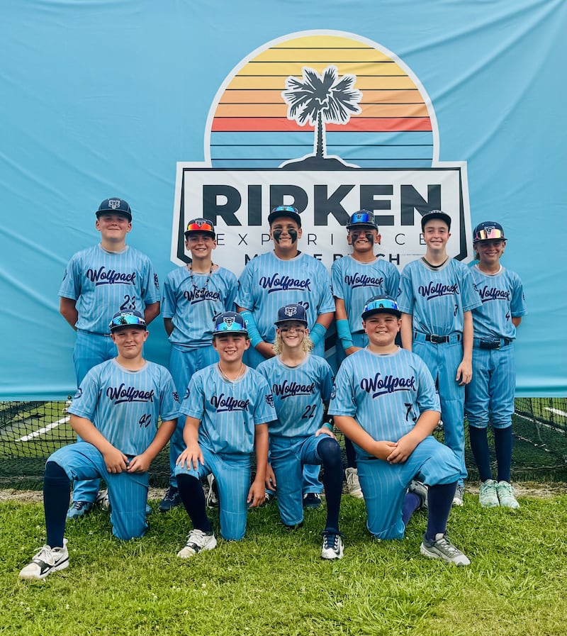 The Wolfpack-Holloway 12U baseball team, comprised primarily of Ottawa-area players, ended its season by capturing the Silver Bracket Championship title at Cal Ripken Experience’s Big Kahuna Tournament in Myrtle Beach, South Carolina, held July 6–11.
The team roster includes Ty Hopkins, Grady Mueller, Kellen Myers, Bryce Hermann, Briar Holloway, Peyton Snell, Cam Taylor, Greyson Holloway, Jake Johnson, Brayden Peed, and Brooks Bartman, with coaches Chad Holloway, Ryan Holloway and Bob Bartman.