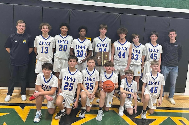 The La Salle Lincoln seventh grade boys basketball team will play in the IESA Class 3A third-place game on Thursday, Feb. 5, 2026. The Lynx are 19-1. Team members are Nolan Parker, Malakai Persich, Oliver Jeppson, Nico Gonzales, Khiel Ford, Peyton Garcia, Logan Gapinski, Jacob Frost, Brady Thompson, Joe Steele, Micah Washkowiak, Dominic Morgan and Nova Macdiarmid.