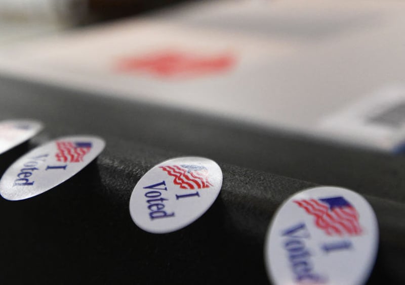 Voters receive an “I Voted” sticker upon ballot completion.