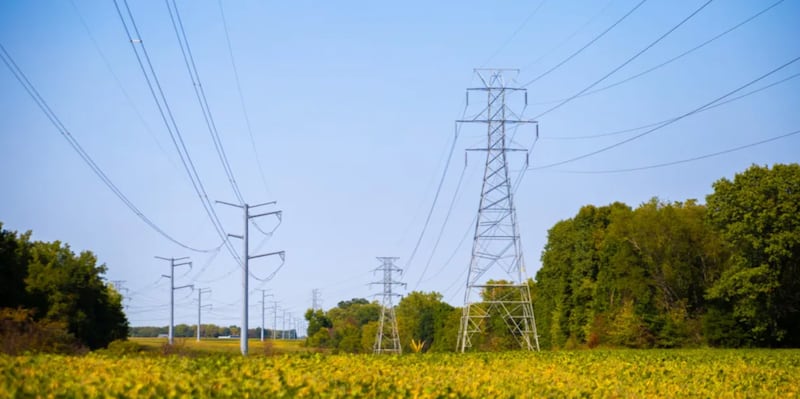 Transmission lines are pictured in central Illinois.