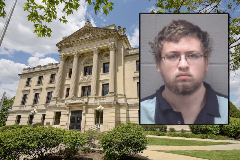 Steven Jamrog, 21, of Sycamore, was arrested Tuesday, Feb. 27, 2024, on aggravated battery charges alleging that, while employed with the Sycamore School District 427, he inappropriately touched multiple students, according to a news release from the Sycamore Police Department. (Inset photo provided by Sycamore Police Department)