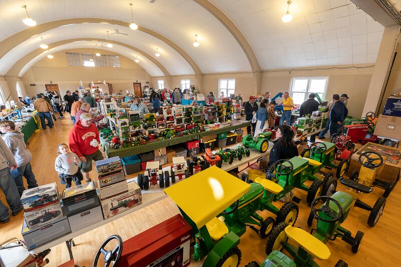 With barely an inch to spare, the Sublette Community Building is packed with toys and people Saturday, March 15, 2025, for the two-day festival.