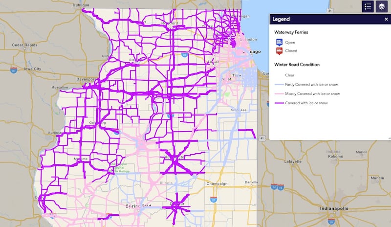 Road conditions across northern Illinois on Monday morning, March 16.
