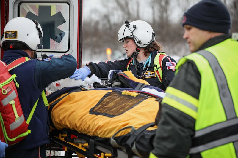 A man was airlifted after falling off a forklift near Woodstock Jan. 21, 2026.