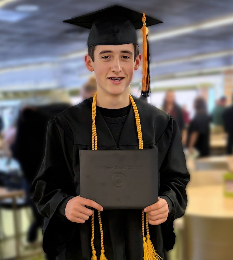 Lucas Hernacki, 16, of Cary, graduated with honors from McHenry County College on Dec. 13, 2025 all before graduating high school.