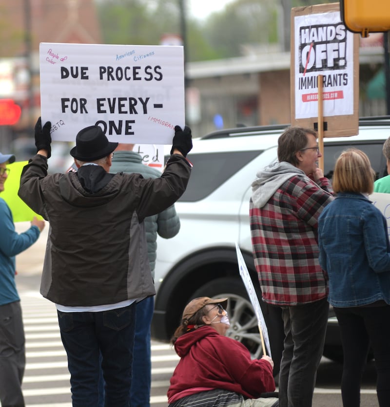 These signs were critical of the Trump administration's deportation policies on Thursday, May 1, 2025 during the May Day Rally in Oregon.
