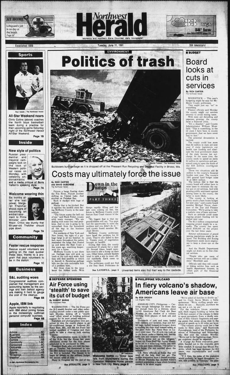 The cover of the Northwest Herald for June 11, 1991