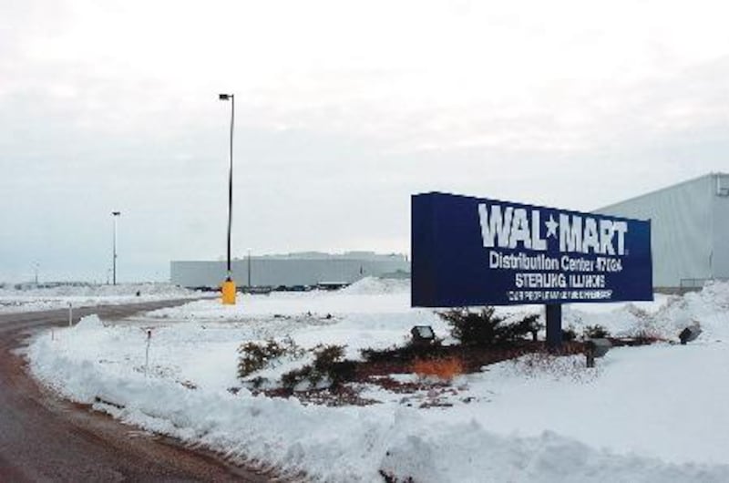 The main entrance to the Wal-Mart Distribution Center, located west of Sterling.