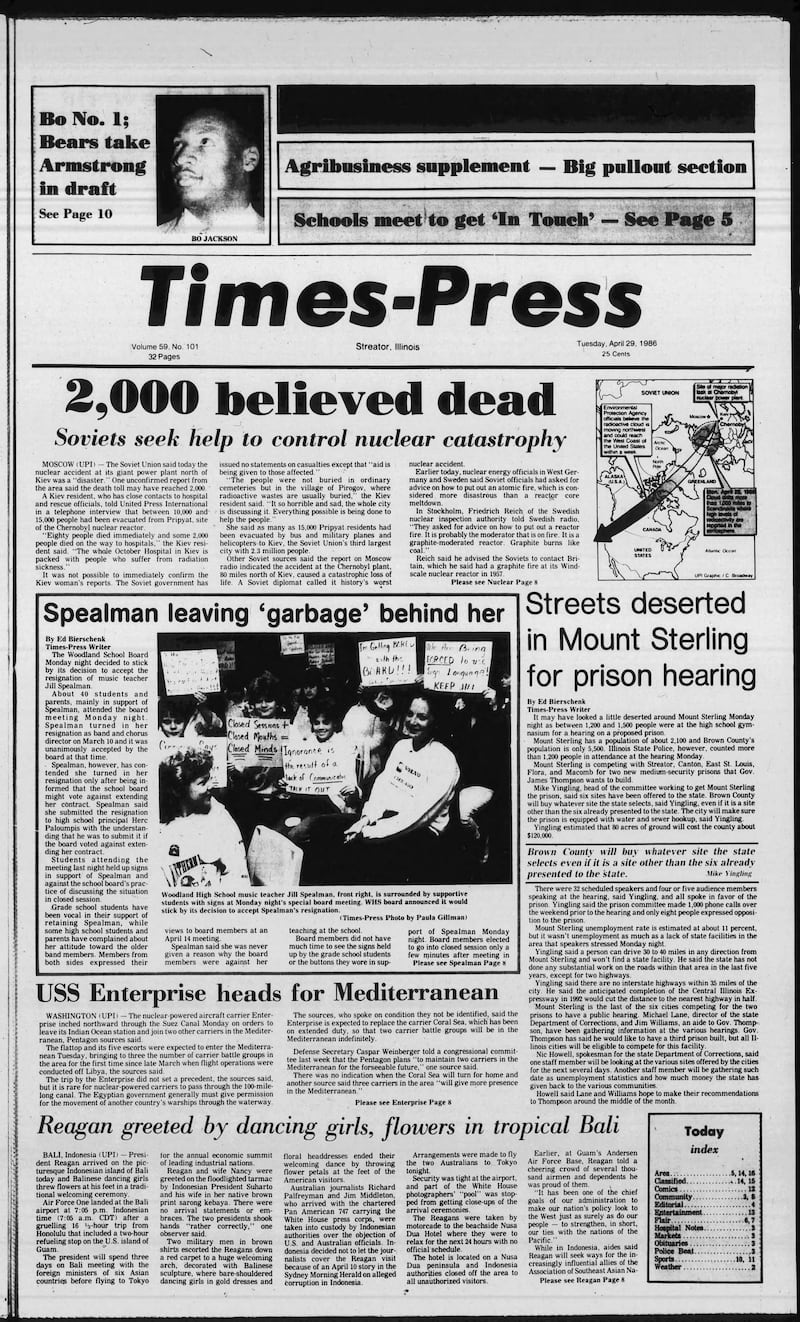 The cover of The Times-Press for April 29, 1986