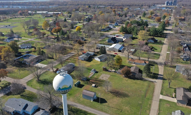 An aerial view on Thursday, Nov. 7, 2024 of the village of Hennepin.