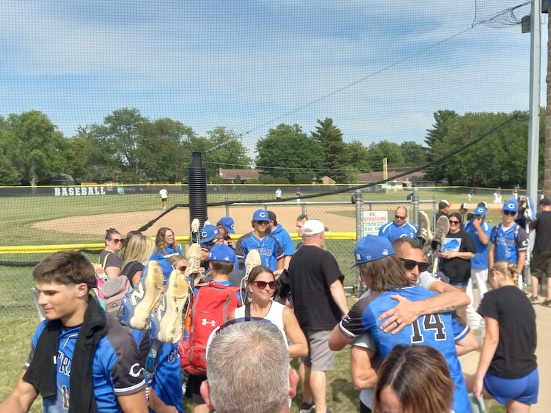 Clifton-Central fans congratulate the team on their season following the Comets' 4-3 loss to Gibson City-Melvin-Sibley in the IHSA Class 1A Dwight Sectional semifinals on Wednesday, June 3, 2026.