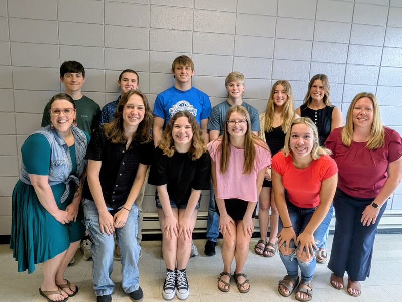 Front row: Mrs. Kelsey Sarver, Jordan VandeVenter, Norah Schultz, Nora Schneider, Samantha Woolley, Mrs. Candice Fetzer
Back row: Tim Lewis, Micah Hult, Arthur Burden, Nolan Kloepping, Kamryn  Patterson, Ellie Harp