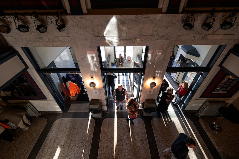 Visitors file in to The Dixon on Sunday, March 2, 2025, for the theater’s reopening. The Broadway show "Spamilton" was the first production on stage after the reopening.