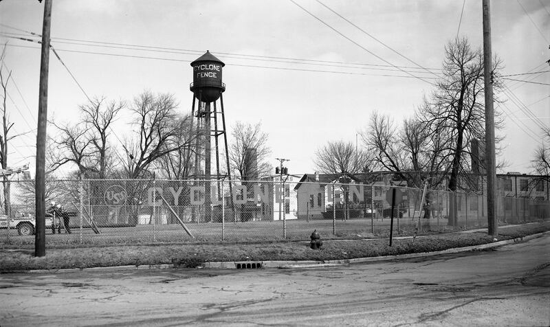 The Cyclone Fence company looking east from 14th and Pleasant streets, 1971.