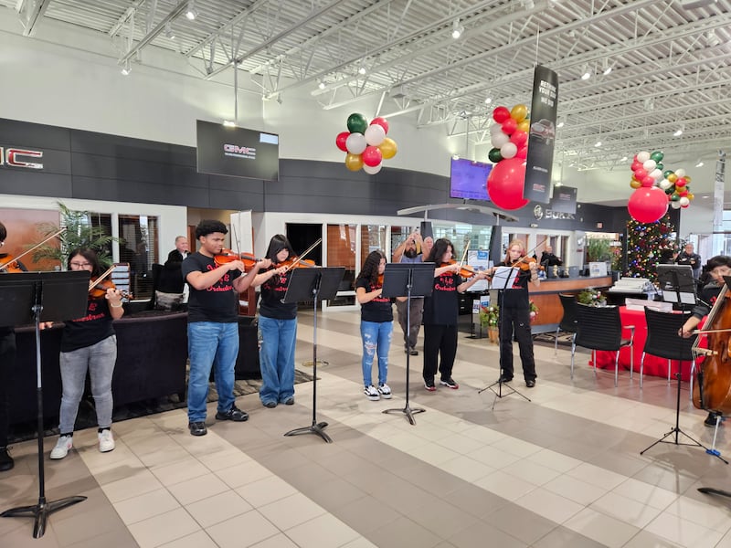 Hufford Junior High's H2O Orchestra performs on its holiday tour on Friday, Dec. 19, 2025.