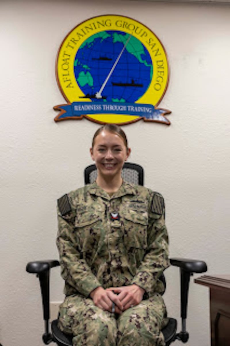 Petty Officer 2nd Class Michelle Menconi, a native of Lake Villa, serves the U.S. Navy assigned to Afloat Training Group (ATG) San Diego, California.