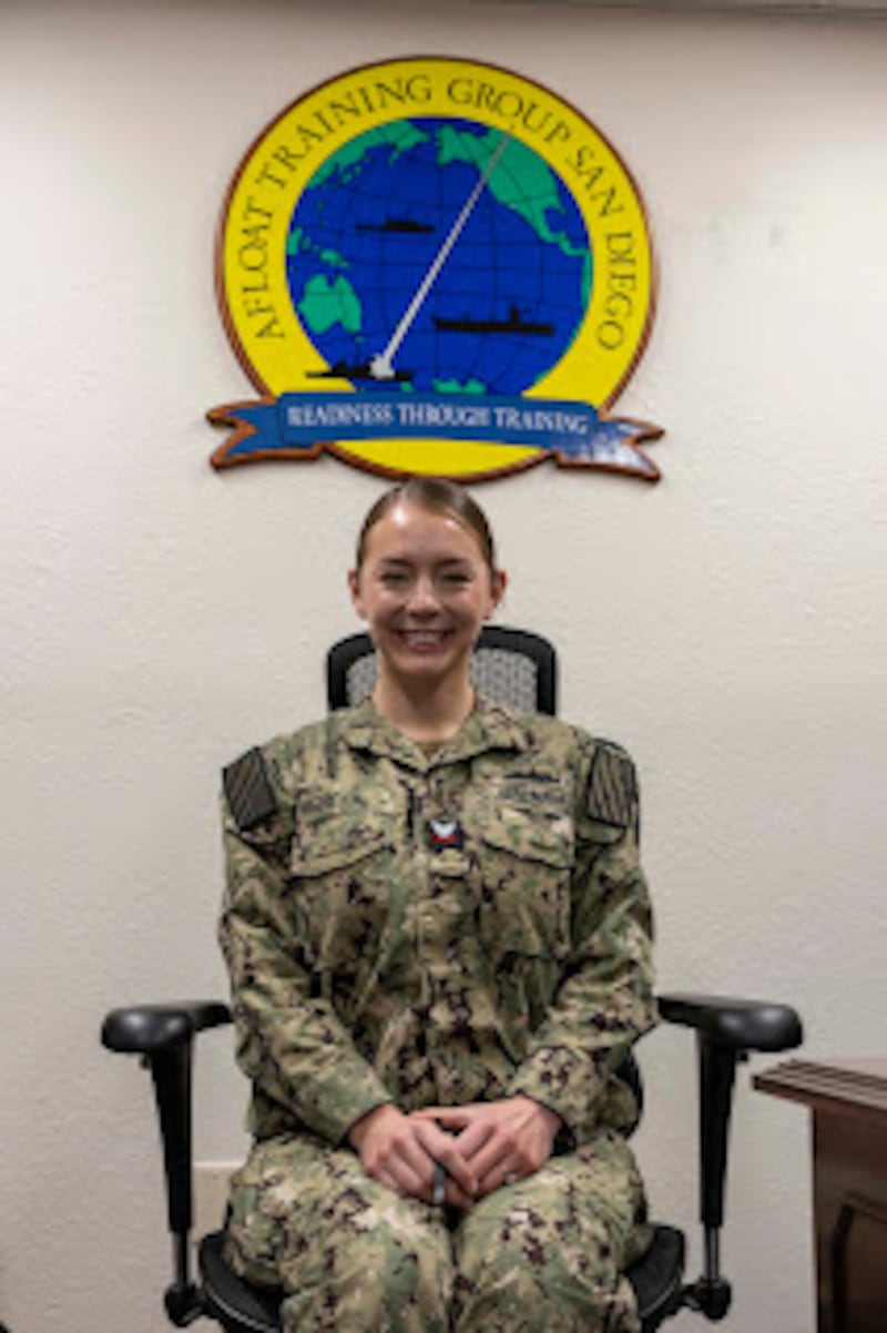 Petty Officer 2nd Class Michelle Menconi, a native of Lake Villa, serves the U.S. Navy assigned to Afloat Training Group (ATG) San Diego, California.
