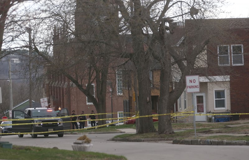 Police secure the scene of a two-story apartment building on the corner of Seventh and Charters on Sunday, March 30, 2025 in La Salle. A barricaded armed subject fired shots at officers. Police from across the Illinois Valley assisted in the incident.