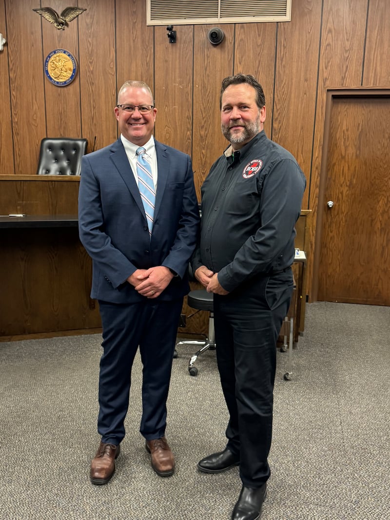 Superintendent Aaron Mercier (right) has announced his retirement from Regional Office of Education No. 8 and Assistant Regional Superintendent Chris Shockey has been appointed to be Mercier's replacement.