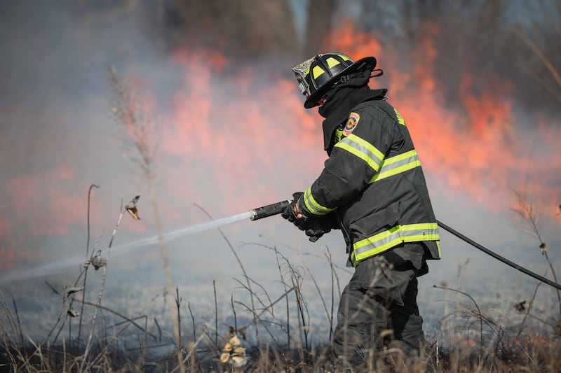 Nearly 10 acres were burned in a brush fire near Woodstock Thursday, March 13, 2025.