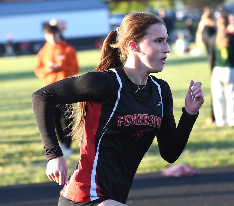 Forreston-Polo's Bree Schneiderman starts the 400 meters at the 1A Winnebago Sectional on Wednesday, May 13, 2026. She went on to win the event and qualify for the state meet next week.