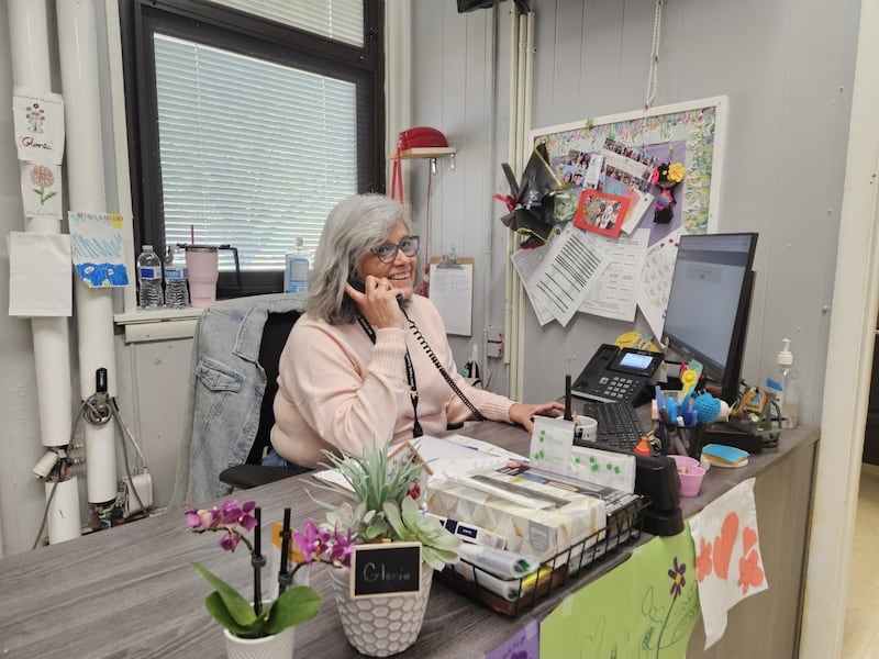 Gloria Zamudio has worked at Joliet Public Schools District 86 for 36 years, first at F.E. Marsh Elementary School until the school closed in 1994 and currently at A.O. Marshall Elementary School, from where Zamudio will retire in June. Zamudio is seen in A.O. Marshall's office on Tuesday, April 28, 2026.
